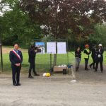lamonzie-saint-martin (24) : pose de la premiere pierre pour le gymnase