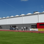 inauguration du premier gymnase en allemagne avec enveloppe textile a griesheim, dans le sud de la hesse