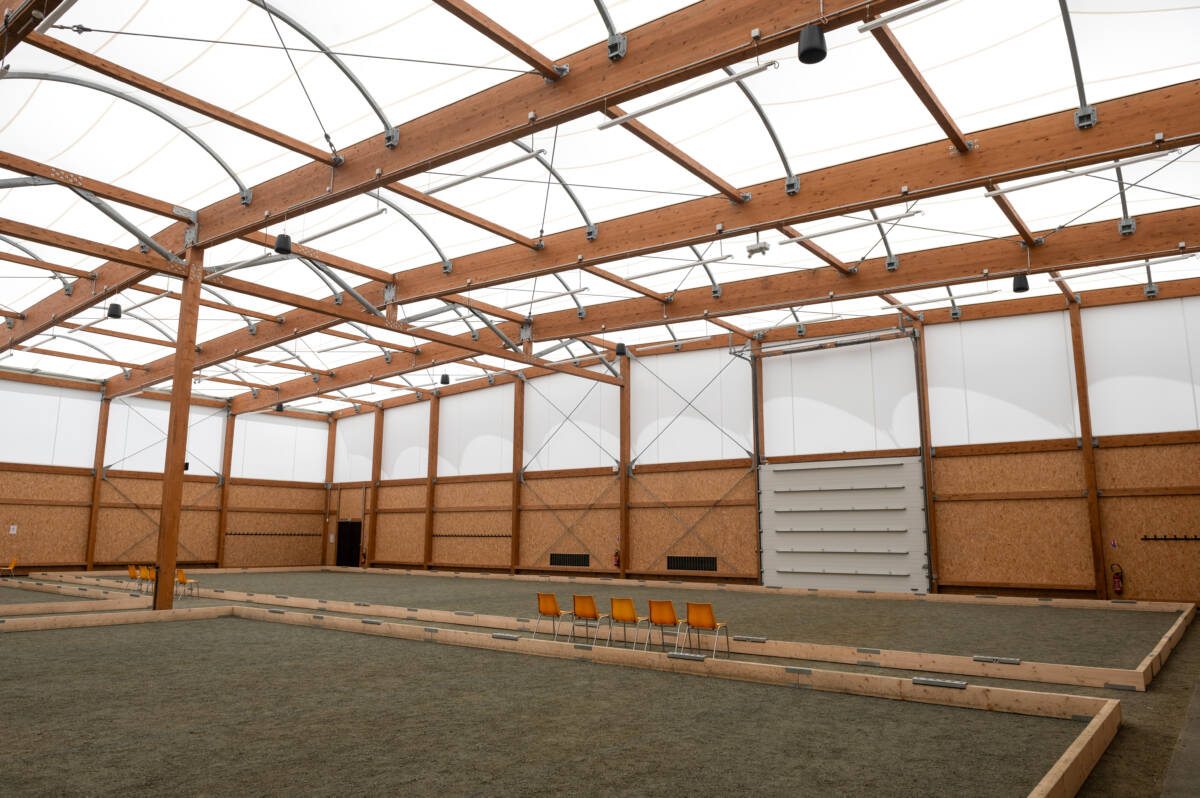 Construction d'un boulodrome à Cholet en France.